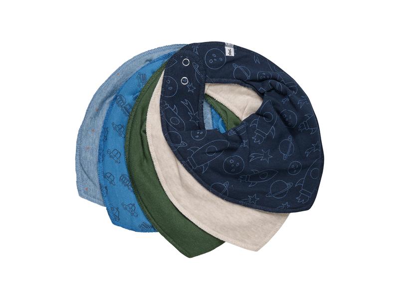 pippi Dreieckstuch Bandana Lätzchen 5er-Set Ashley Blue Praktische Lätzchen mit Mustern und in verschiedenen Farben