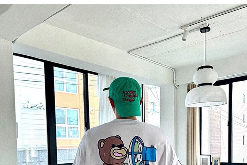 SeoulPop - T-shirt met korte mouwen en berenprint, losvallend model