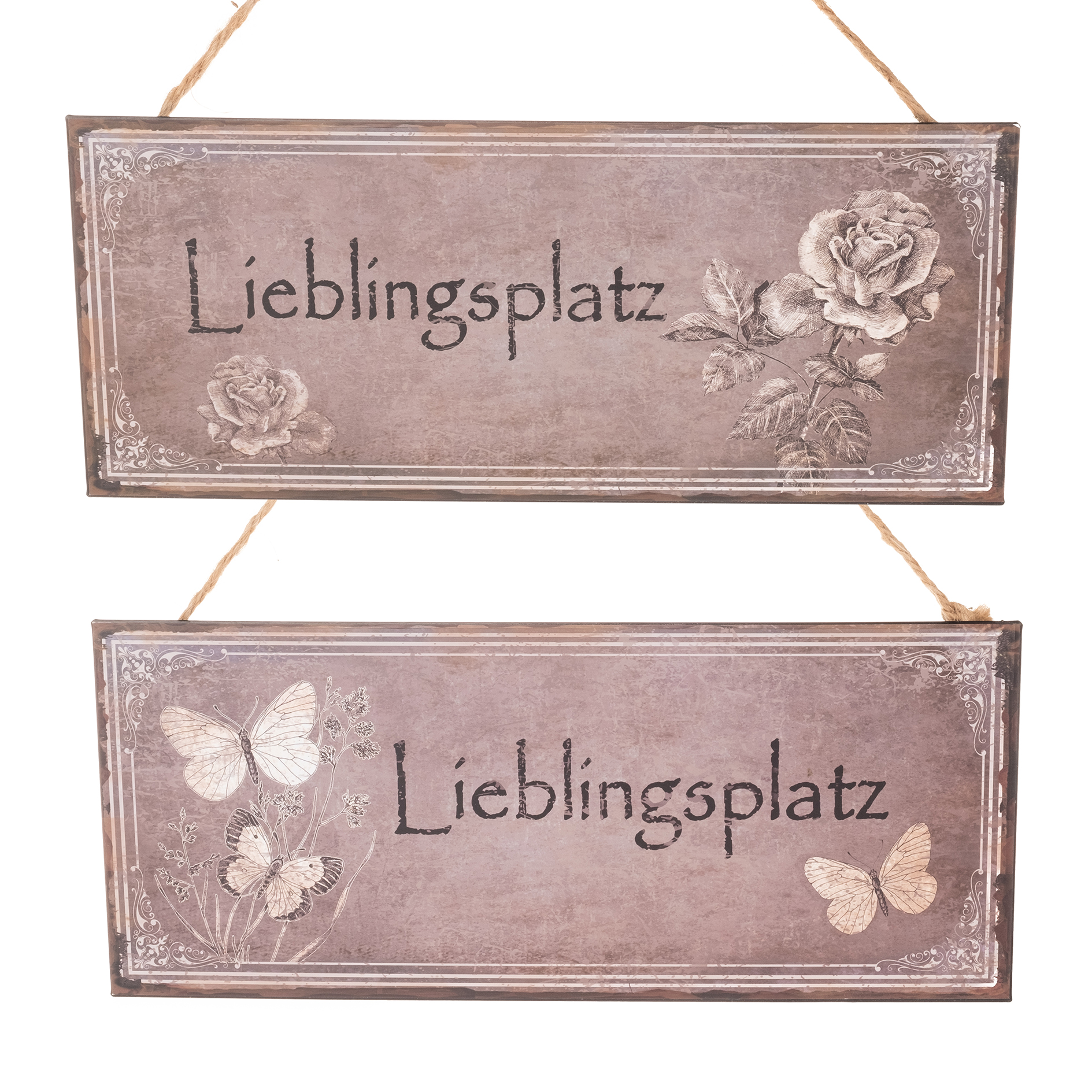Schild - 2-fach sortiert - antik grau
