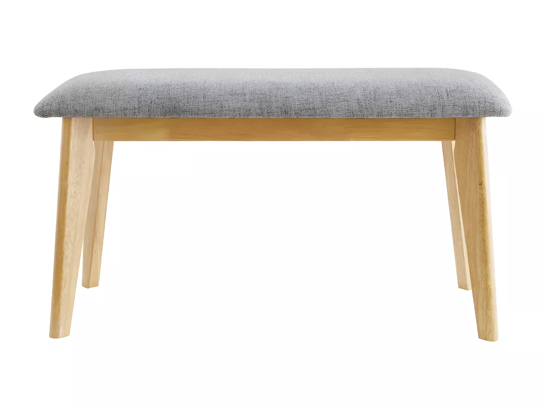 Banc scandinave en tissu gris clair et bois clair L92 cm ELION