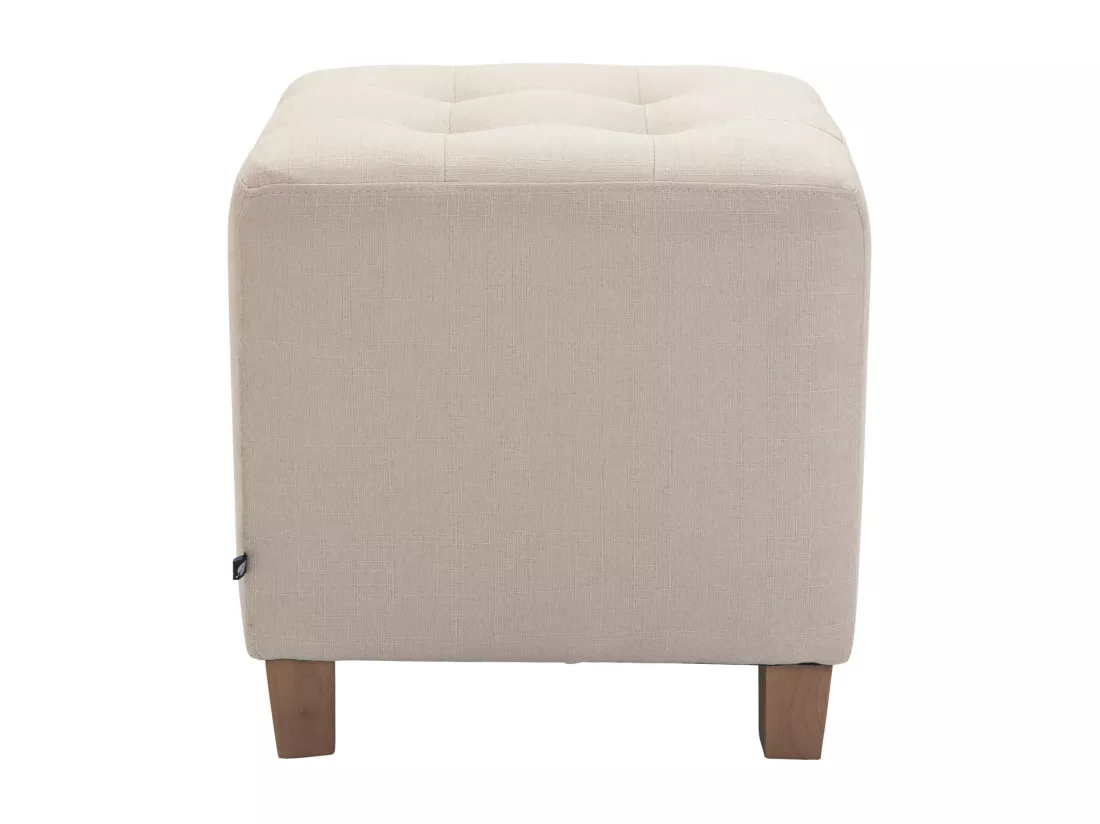 Tabouret - Tissu & Bois - Crème - Pharao