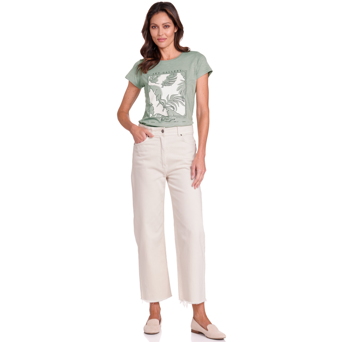 Gina Collection Damen T-Shirt mit Frontprint salbei