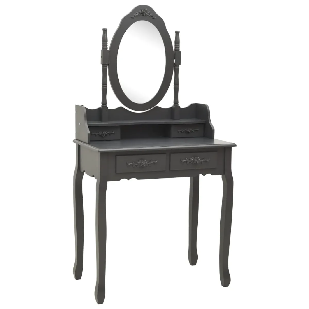 Helloshop26 Ensemble de coiffeuse avec tabouret - Gris