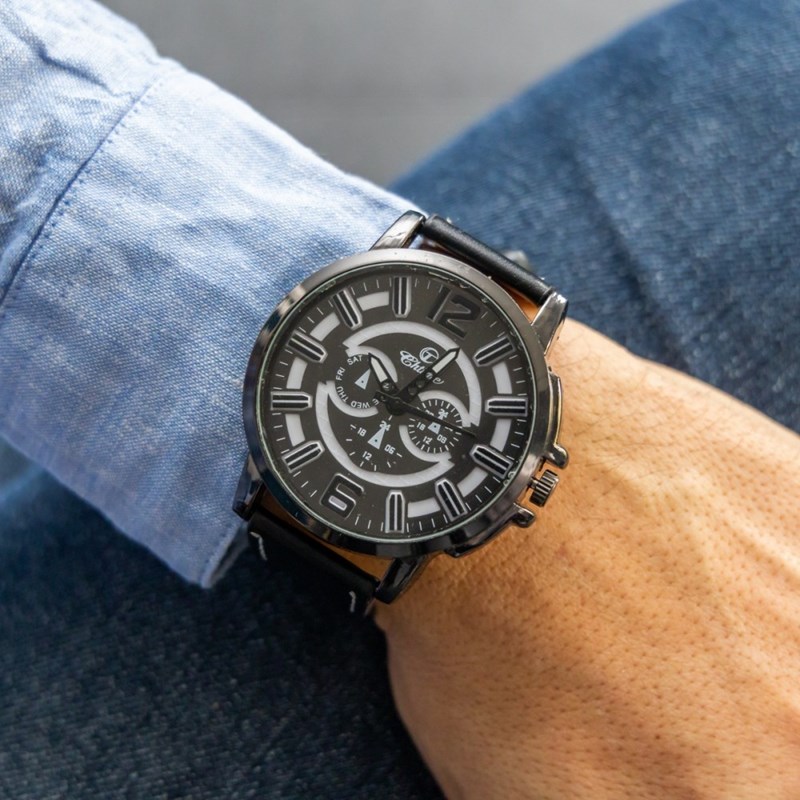 Montre Homme CHTIME bracelet Cuir Noir