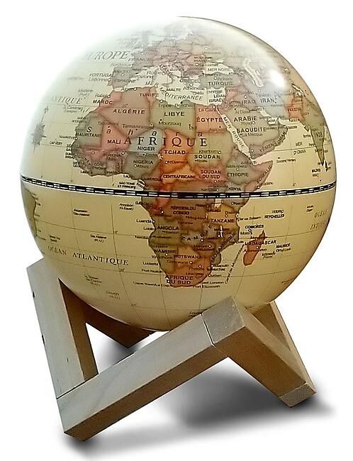 CARTOTHEQUE - GLOBE 14 CM ANTIQUE LUMINEUX SUPPORT EN BOIS