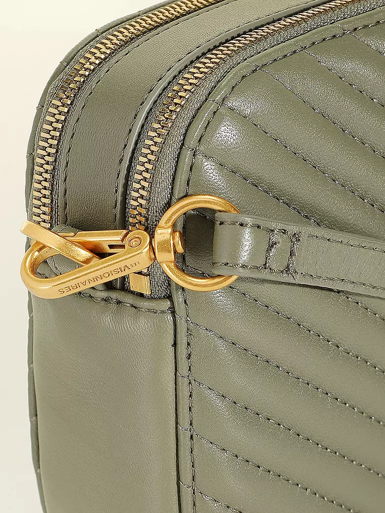 LES VISIONNAIRES Ledertasche - Mini Bag LOLA QUILTING dunkelgrün