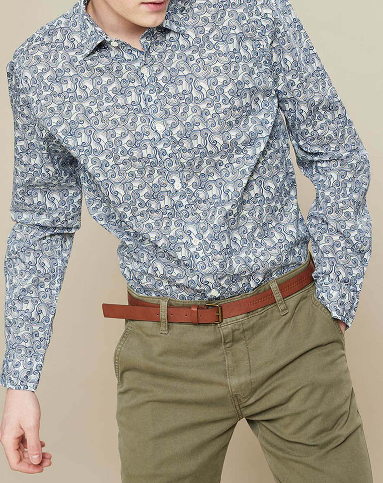 Hartford Chemise Slim Fit Sammy imprimée bleue
