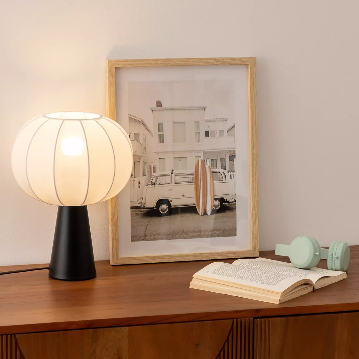 Lampe à poser coton (25 cm) Tobie Noir