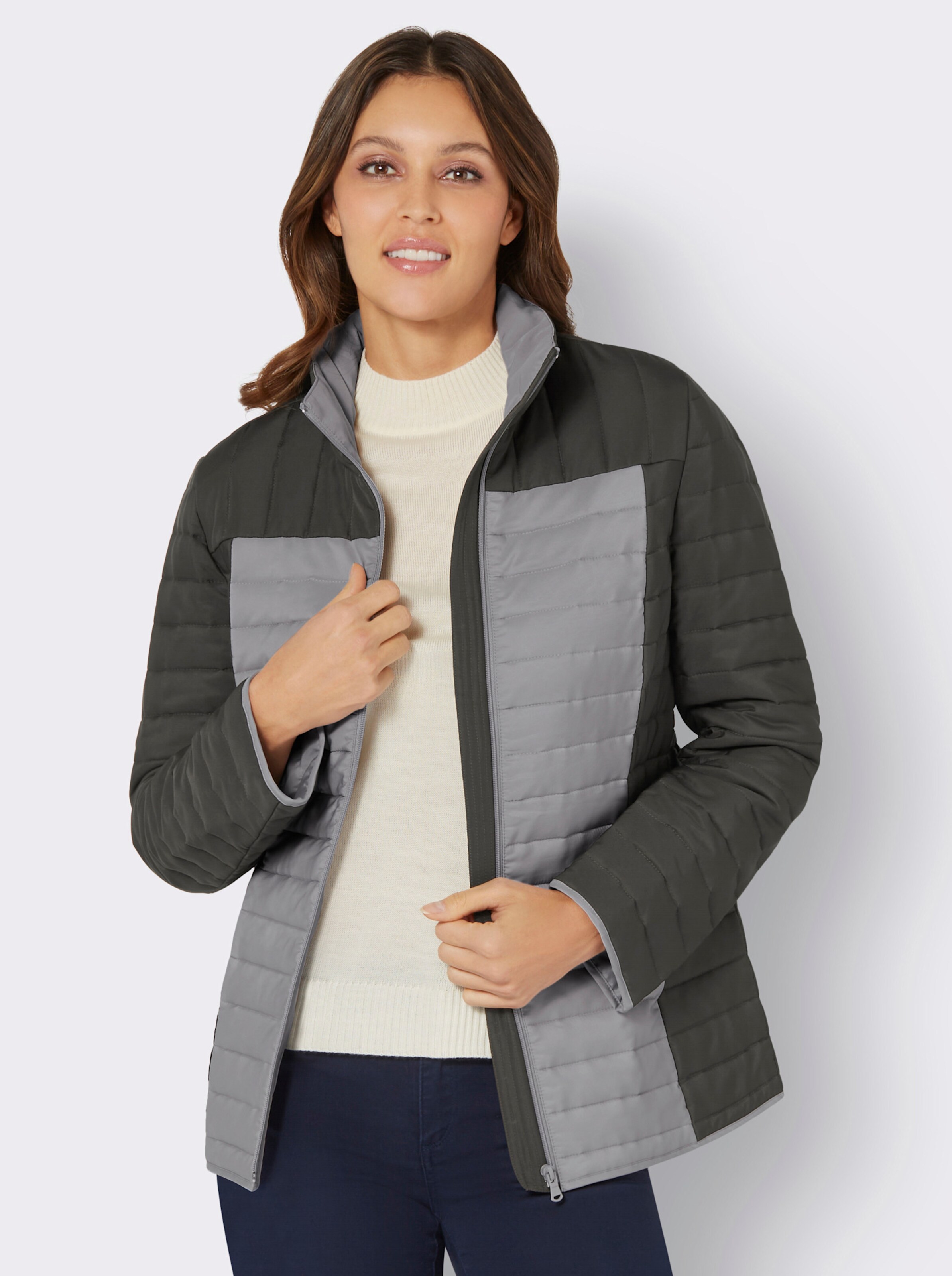 Steppjacke in zweifarbiger Optik