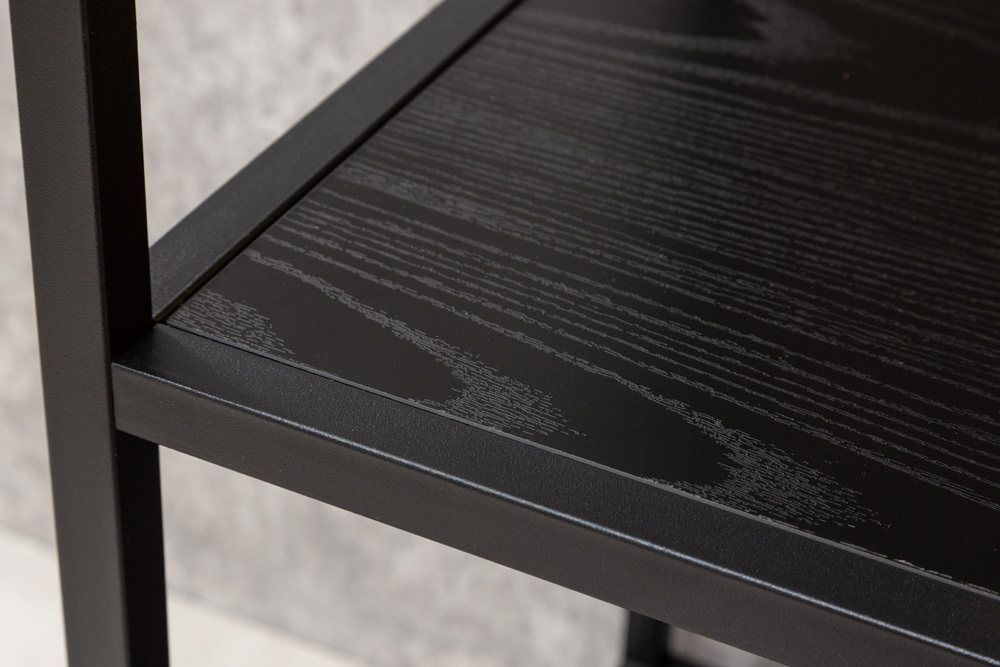 Industrial Bücherregal SLIM LINE 185cm Esche schwarz sechs Regalböden