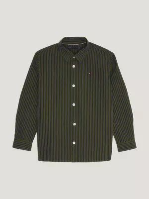 Camisa listrada de algodão seersucker com corte regular
