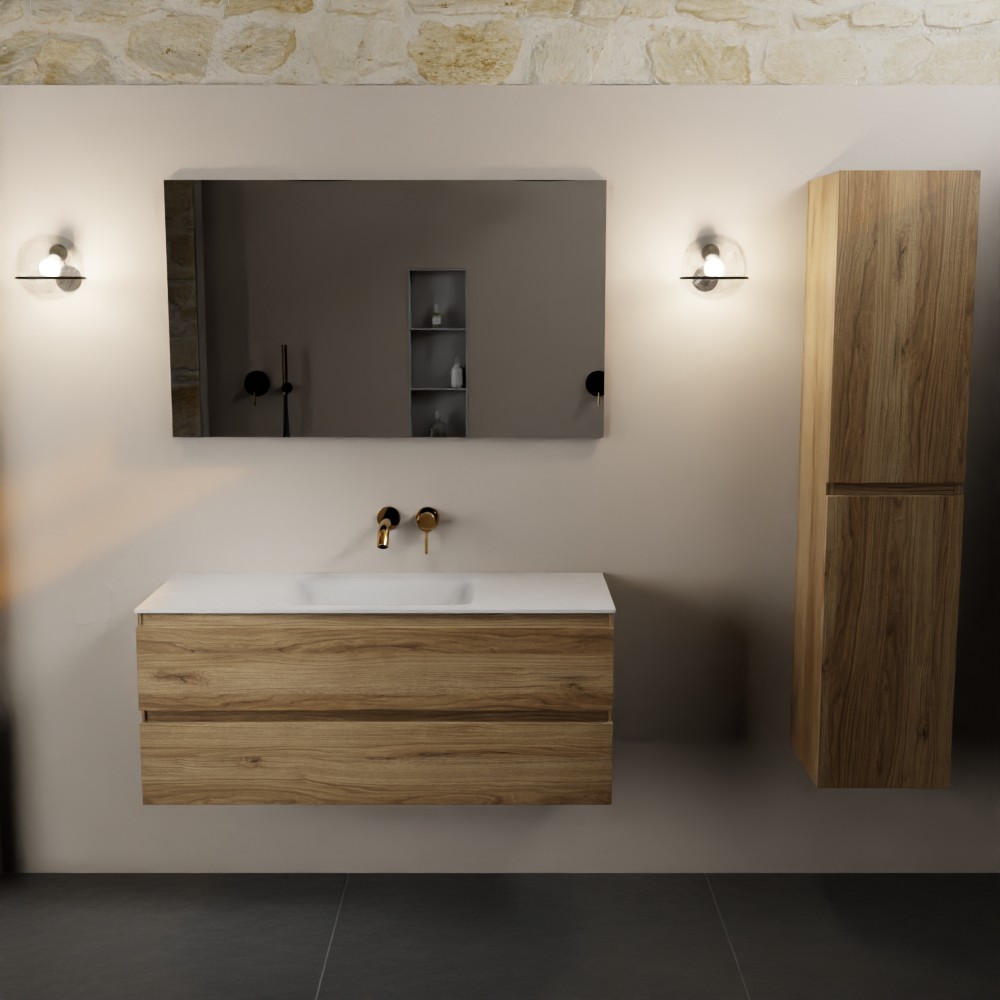 Mondiaz Aivy badmeubel 120cm chai met wastafel solid surface talc midden zonder kraangat en spiegel