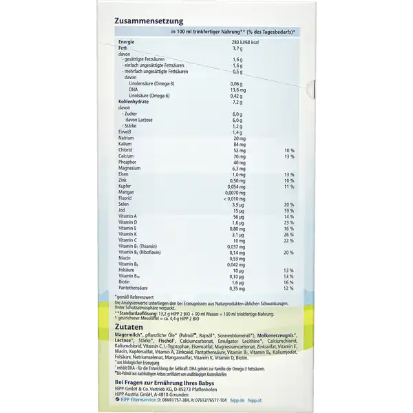 Bio-Folgemilch 2, nach dem 6. Monat