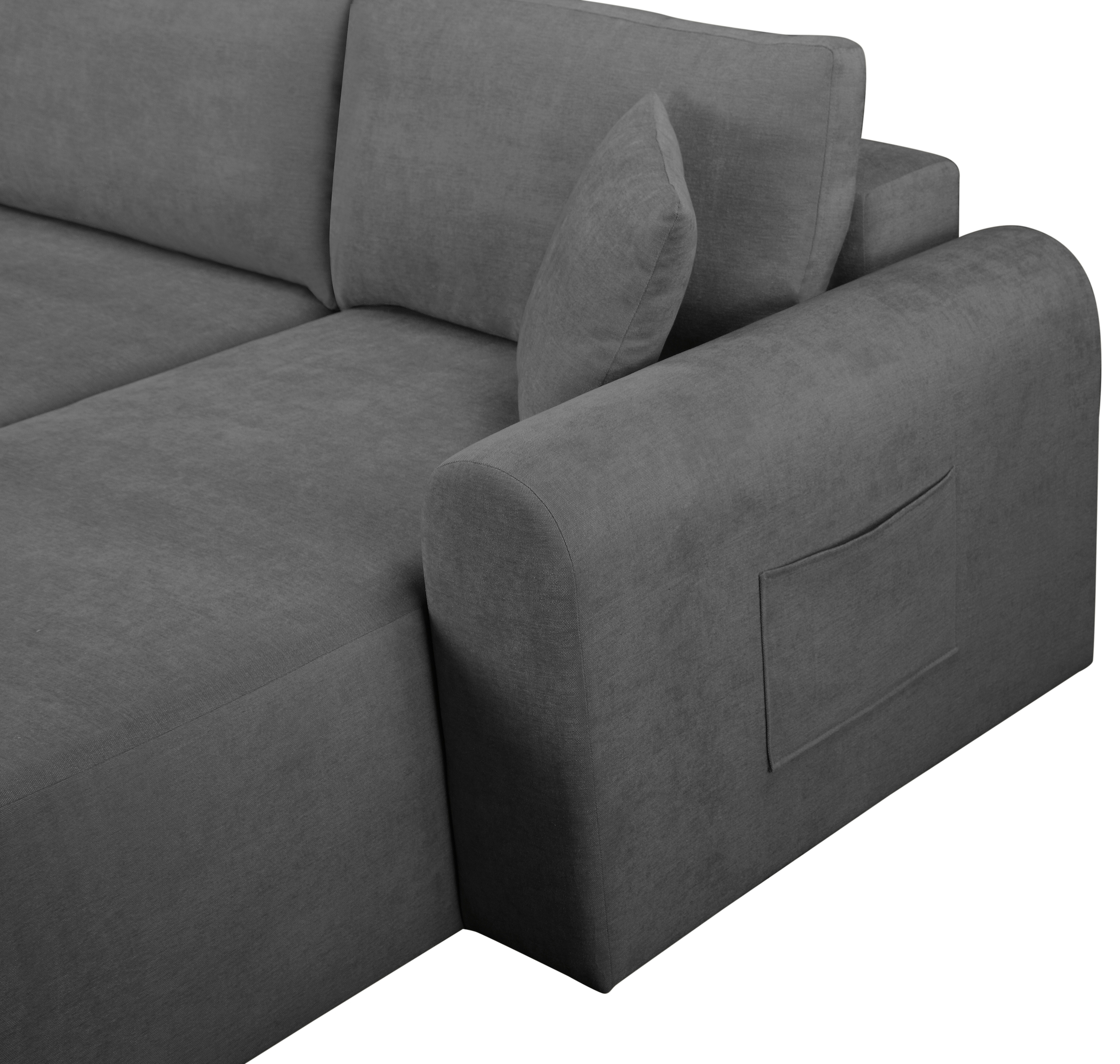 GOODproduct Wohnlandschaft »JONAA, 311 cm, U-Form, Schlafsofa, Boxspringfederung, Cord u. Struktur« 133/270cm, Bettkasten, Seitentaschen, Cord und Struktur
