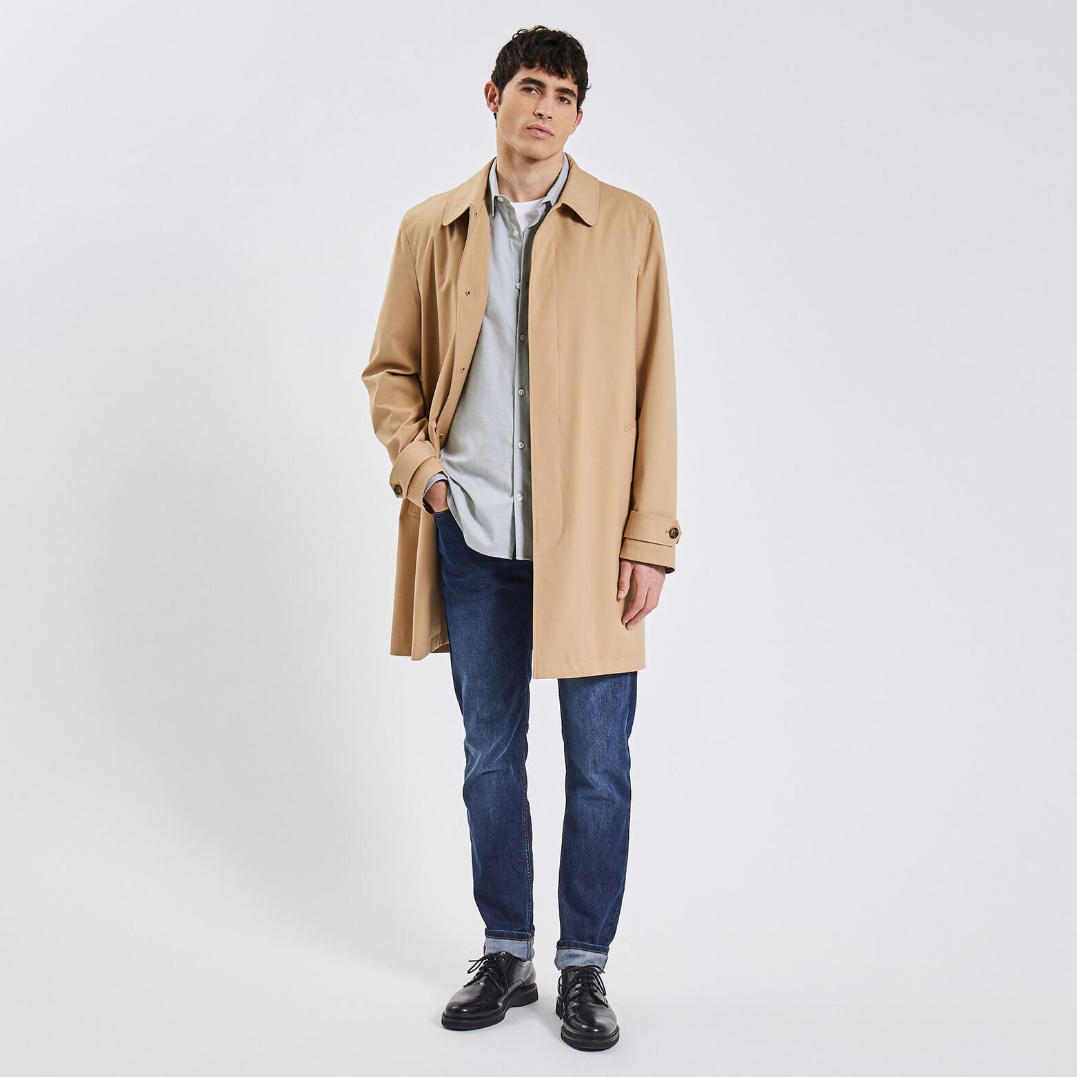 Jean straight en coton et polyester recyclés Bleu