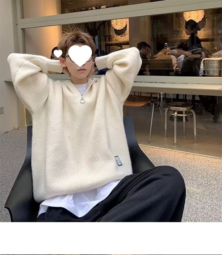 DuckleBeam - Oversized trui met verlaagde schouders en halve rits