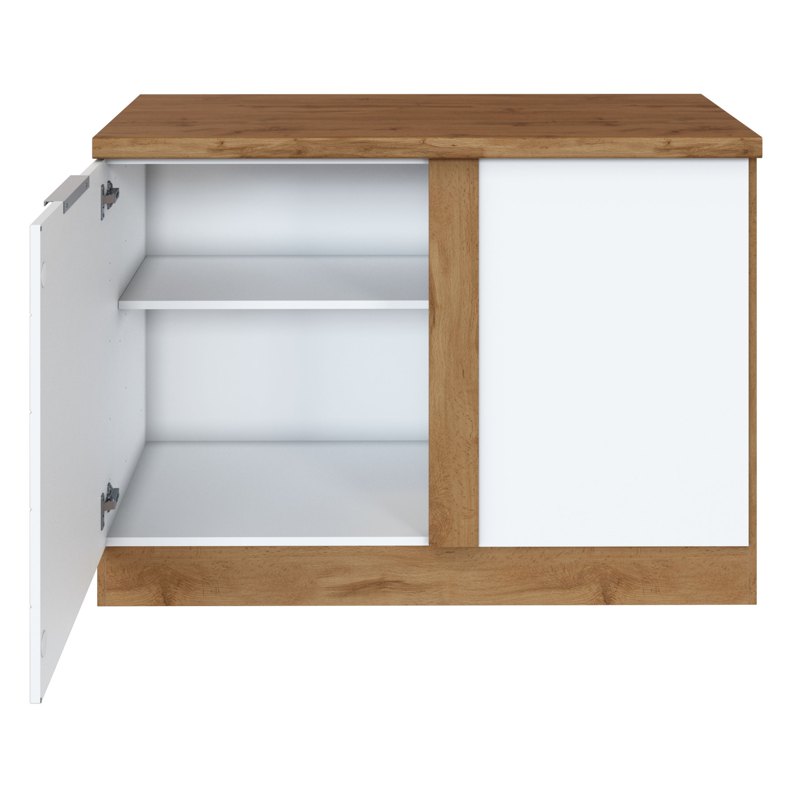 Eckunterschrank FLORENZ - Wotaneiche-weiß matt