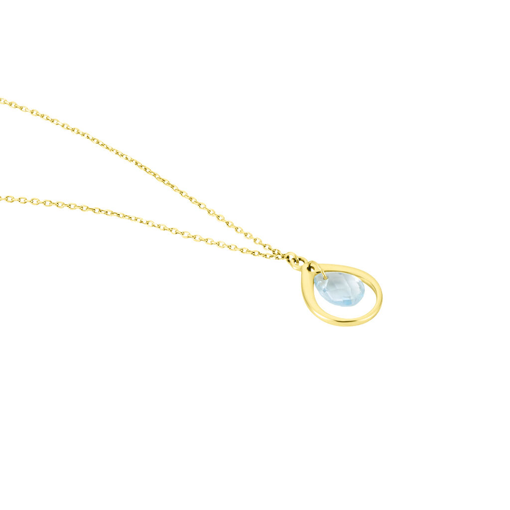 Collier Sibilla Or Jaune Topaze Bleu Sky