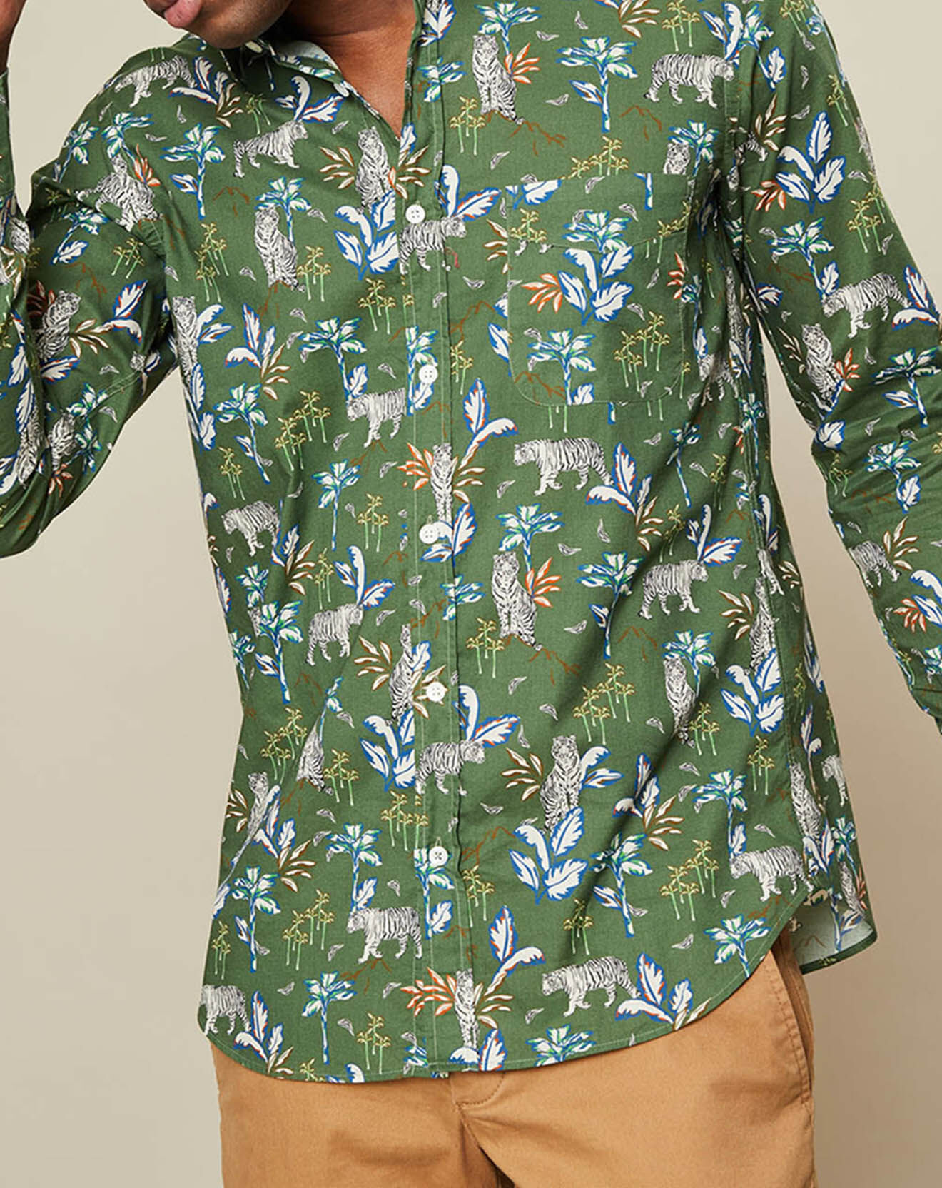 Hartford Chemise slim Storm imprimée jungle kaki