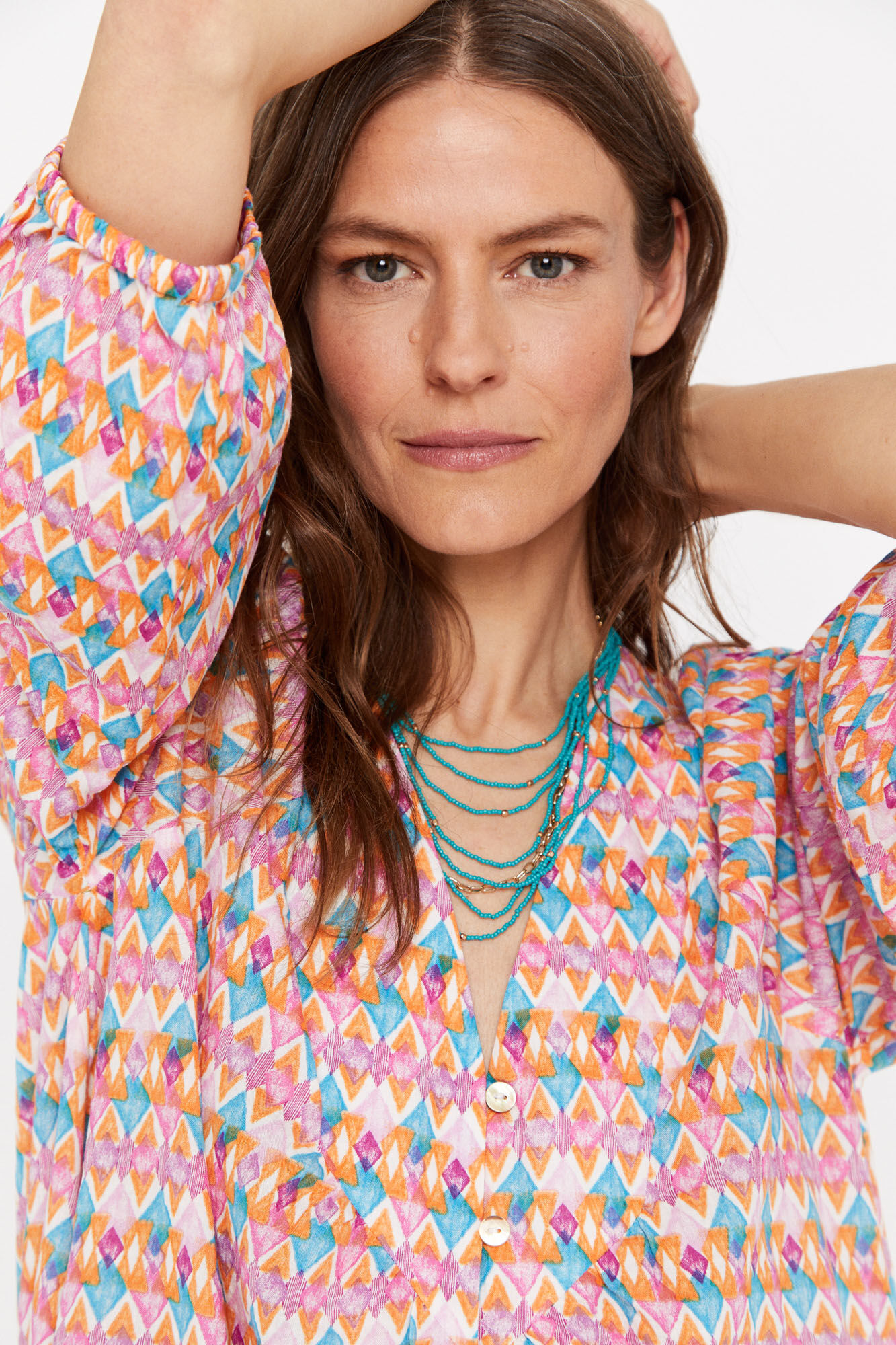 Vestido longo estampado - Multicolorido