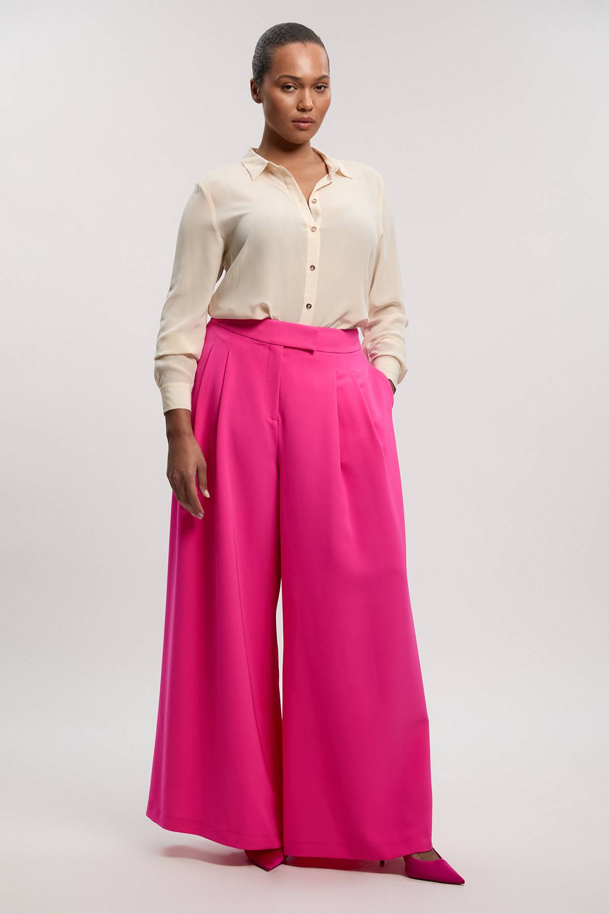 KarenMillen Pantalon Large Taille Plus Coupe Ajustée Souple