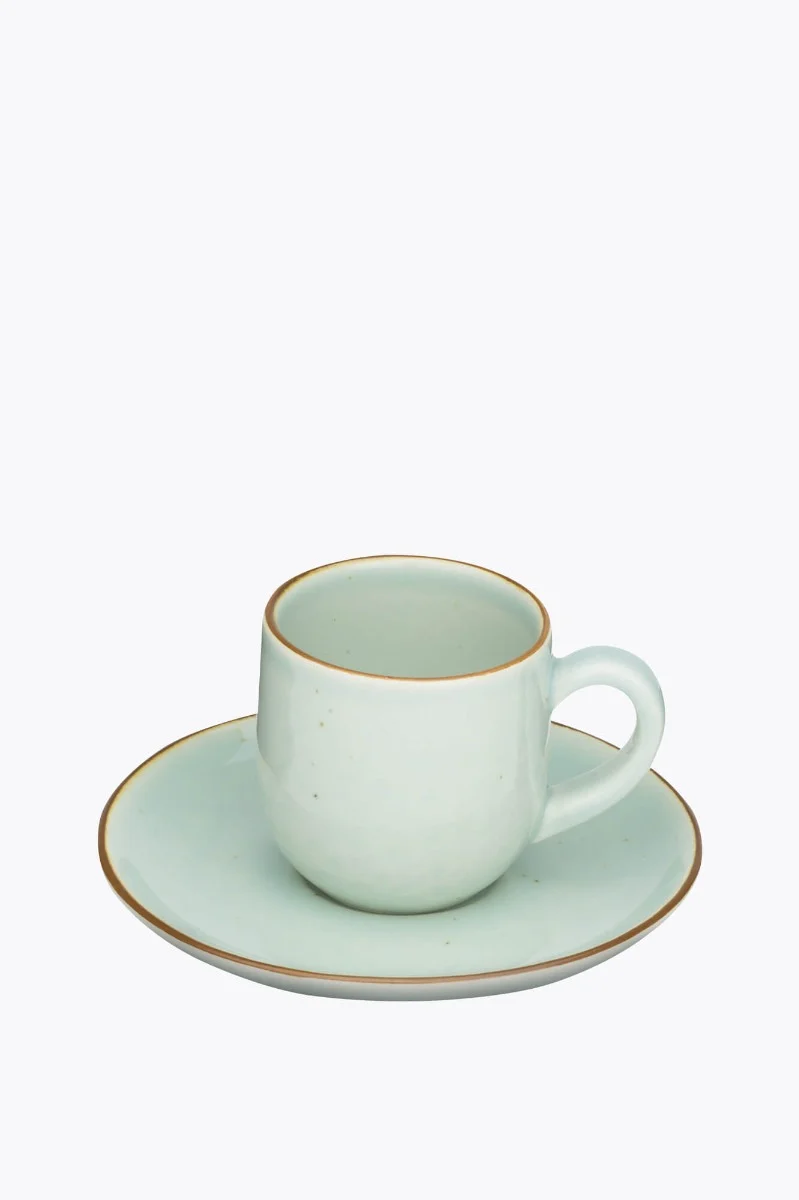 Molde Mandala Shiny Splashes Espressotasse mit Untertasse Türkis mit Rand