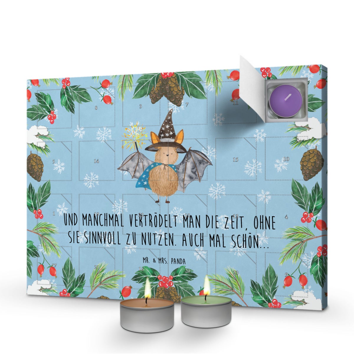 Mr. & Mrs. Panda Geurkaars Adventskalender Vleermuis Tovenaar - Pastelblauw