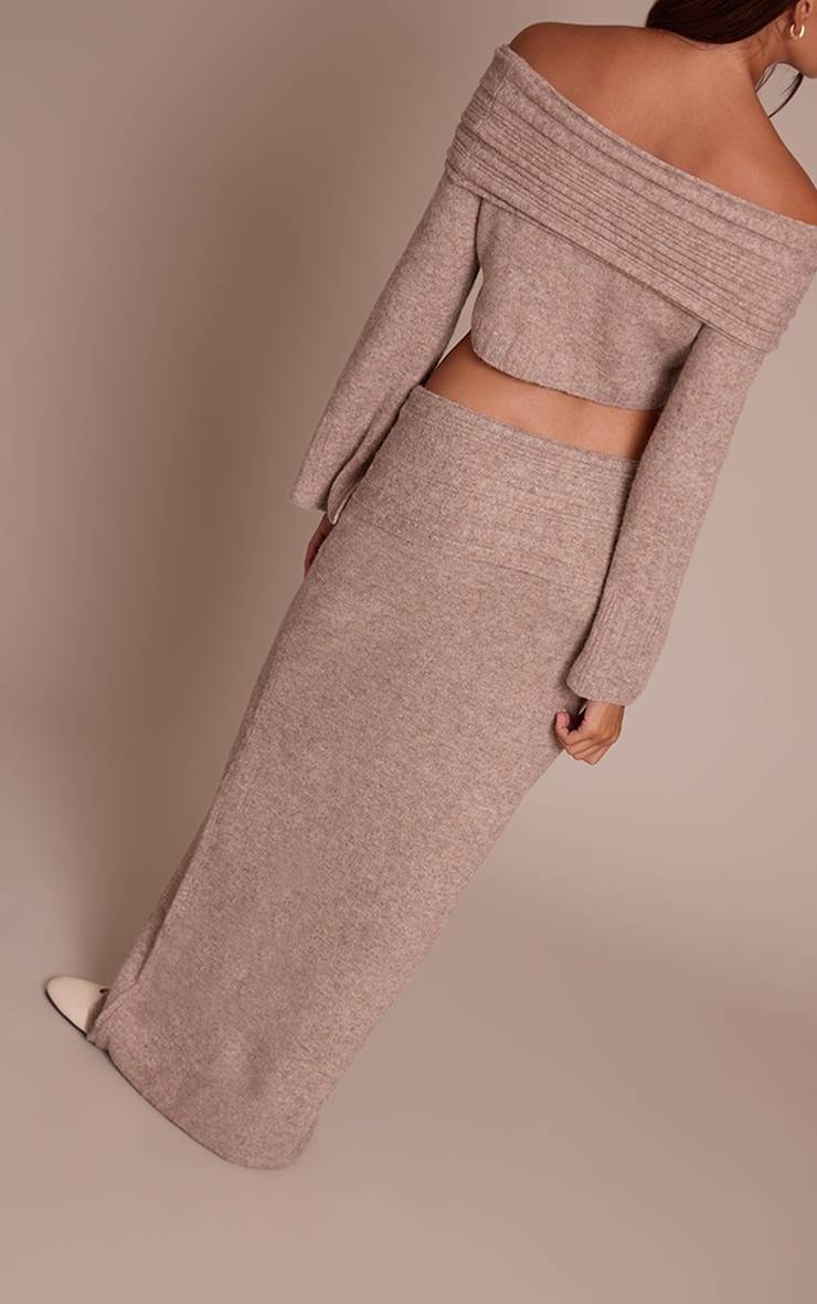 Moka Jupe Maxi En Maille Côtelée Douce À Taille Repliée
