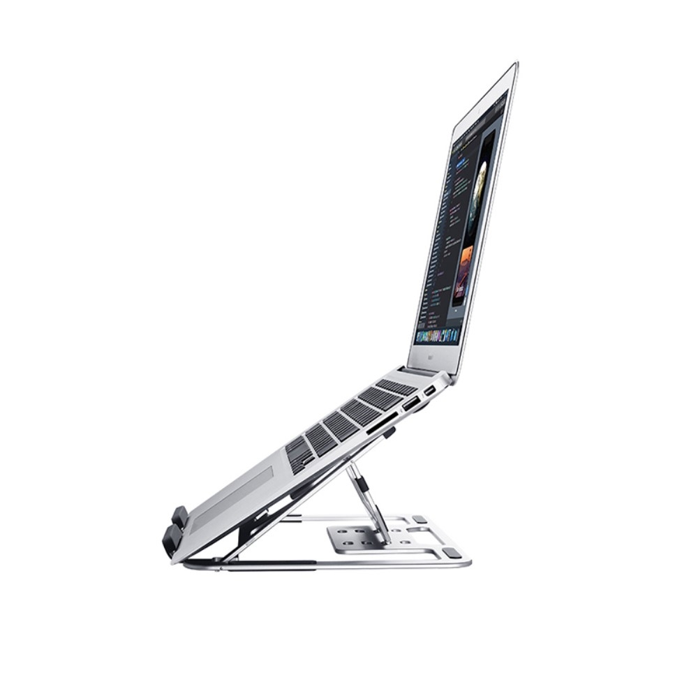 (Bis 40kg) Faltbare 5-Höhen Multi-Winkel Halterung Aluminium Ständer für Laptop / MacBook / Tablet - Silber