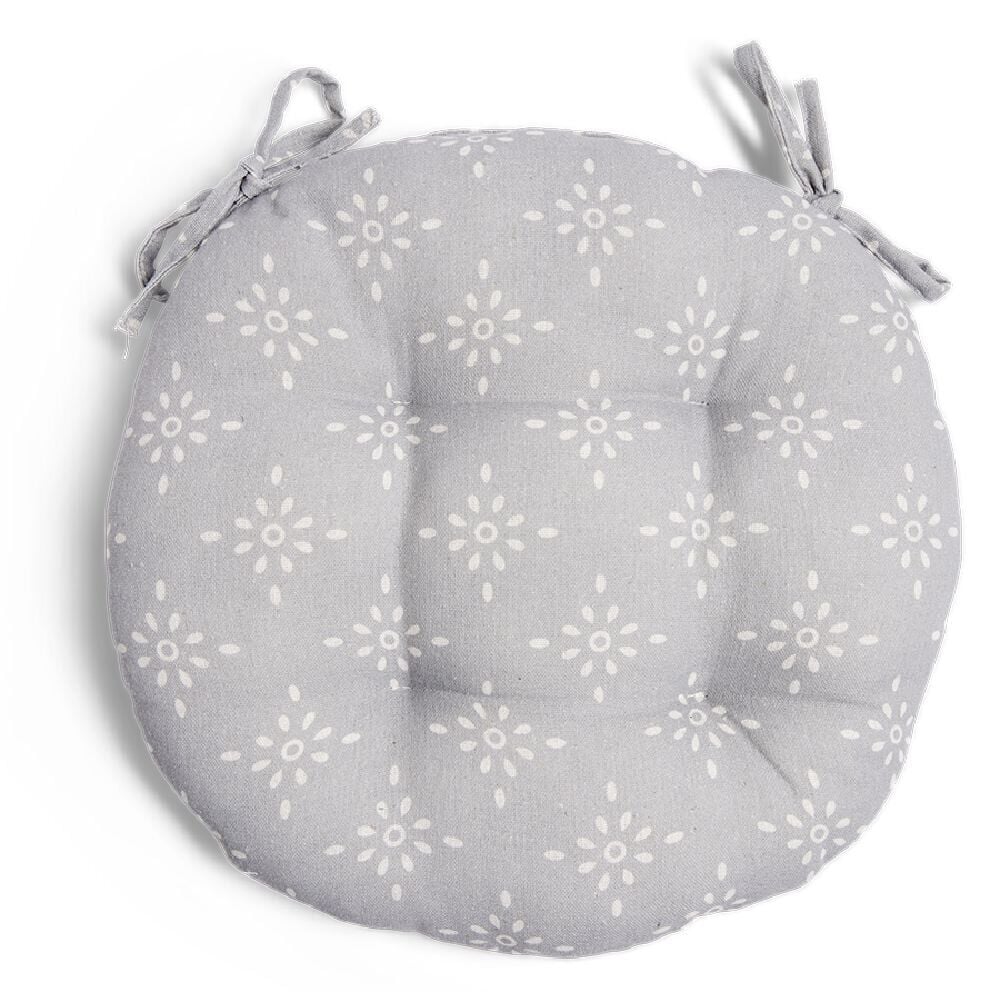 Galette de chaise ronde Ø38cm polycoton gris