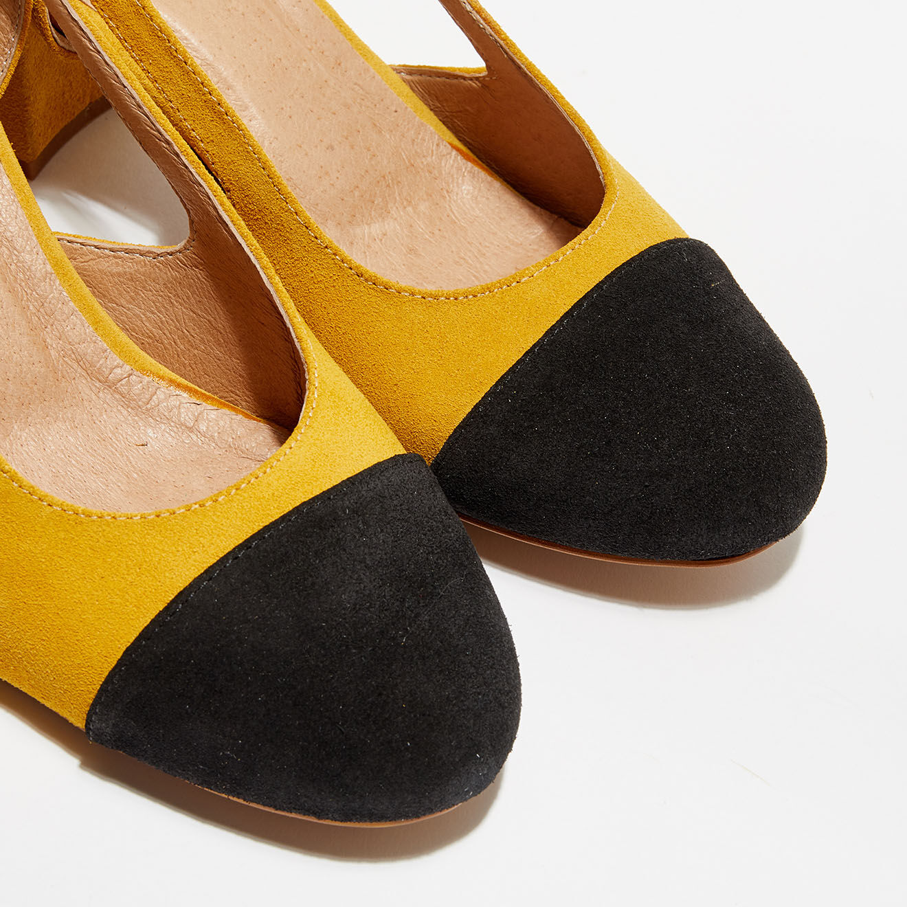 Apologie Slingbacks en Velours de Cuir Kelly jaunes