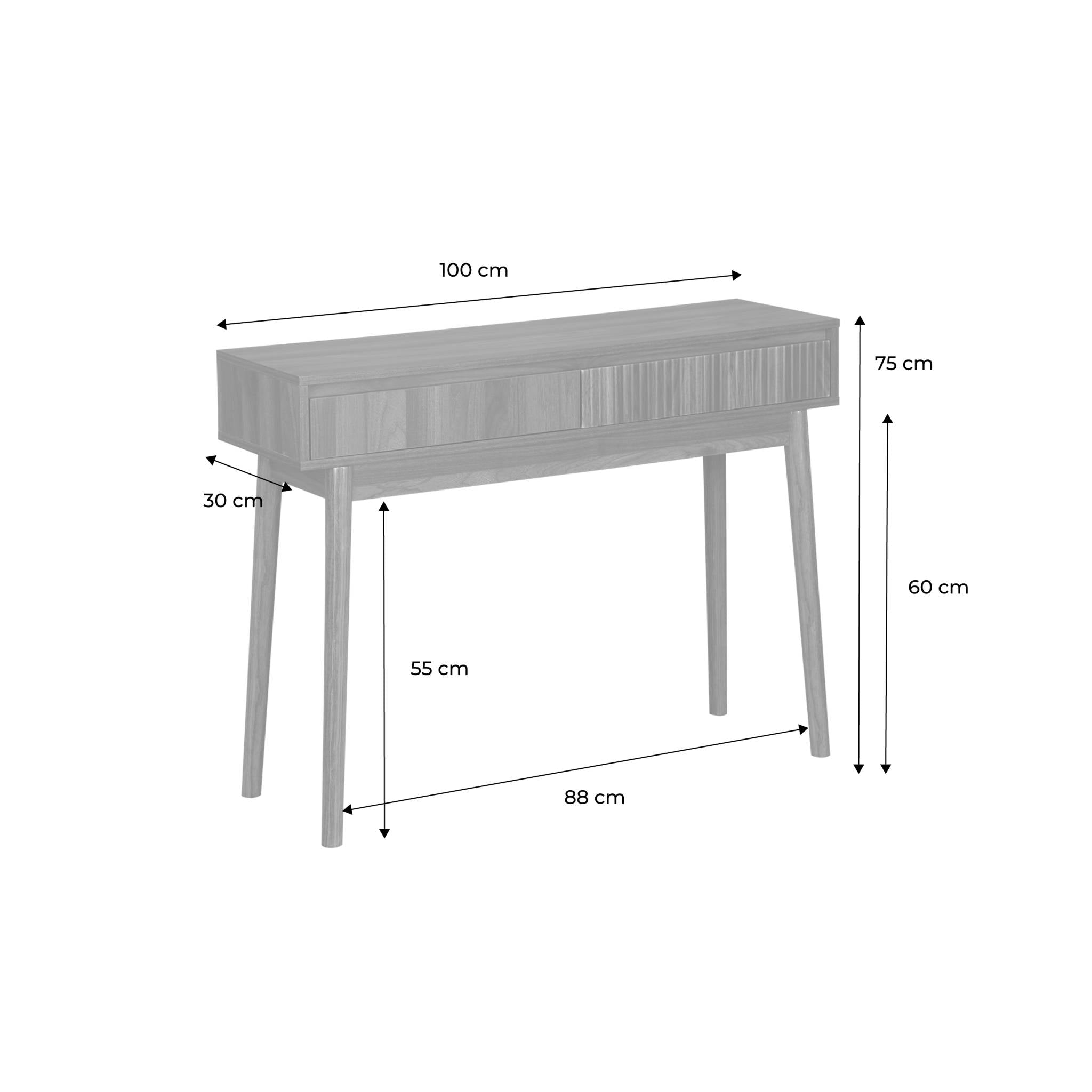 sweeek - Consoletafel, Linear, L 100 x B 30 x H 75cm