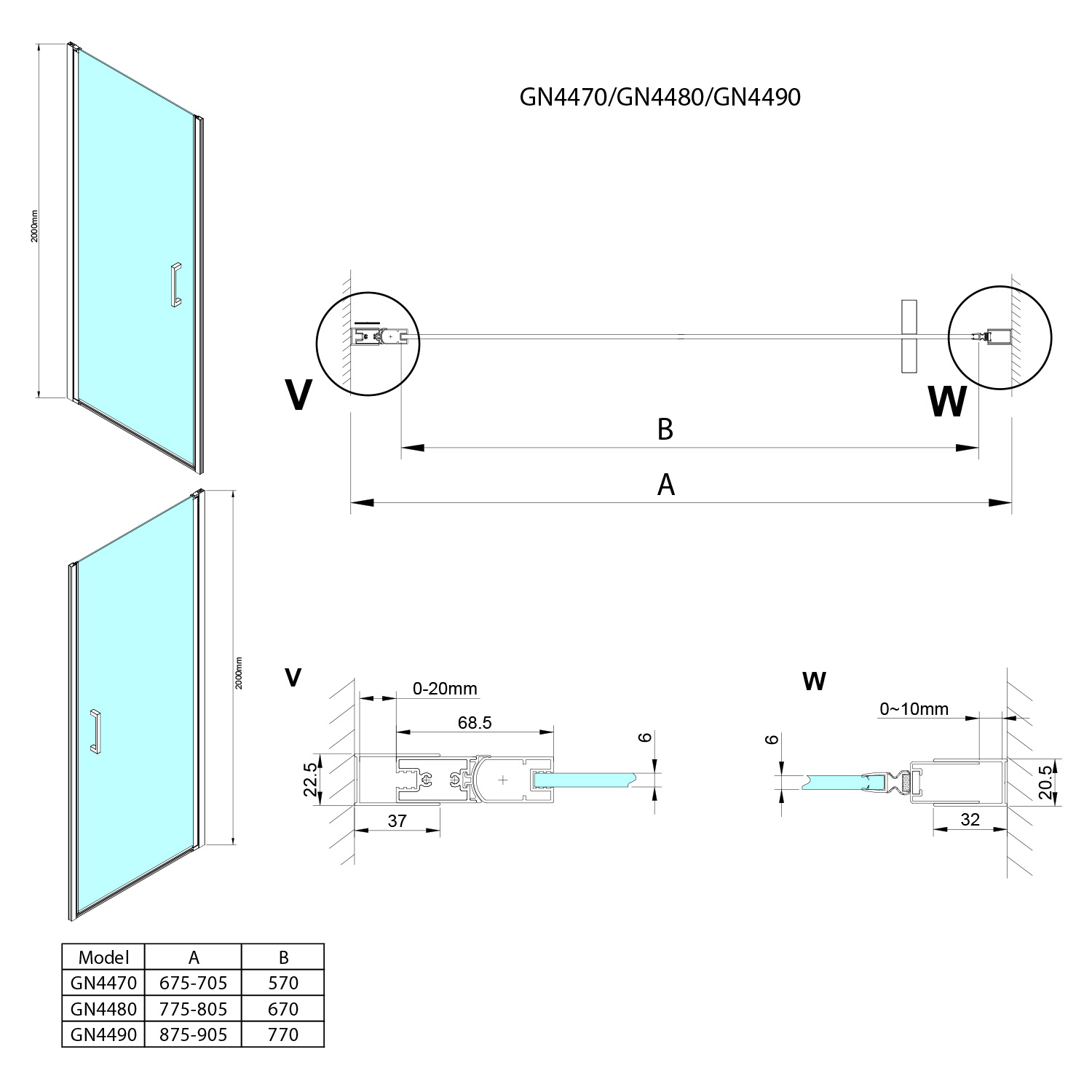 Gelco Loro douchedeur 70x200cm chroom