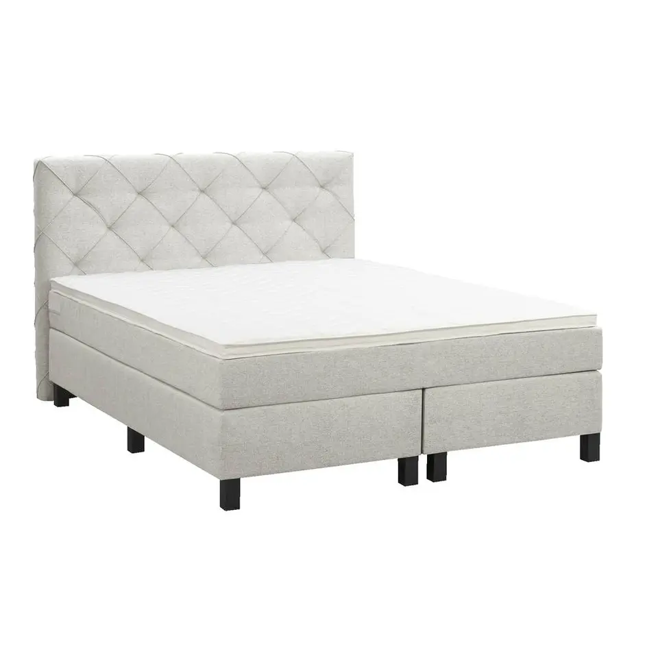 Boxspring Liv geruit - ecru - 140x200 cm - vierkante poot