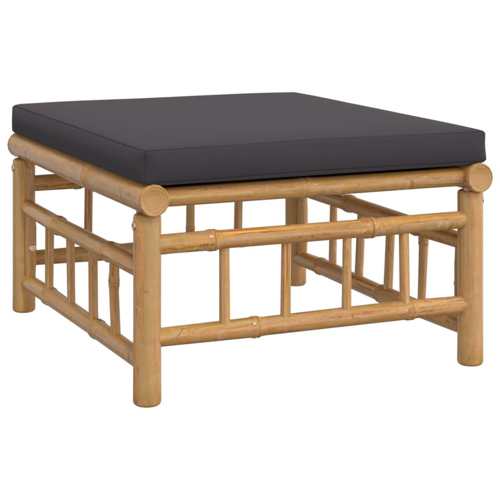 Salon de jardin meuble d'extérieur ensemble de mobilier 7 pièces avec coussins gris foncé bambou