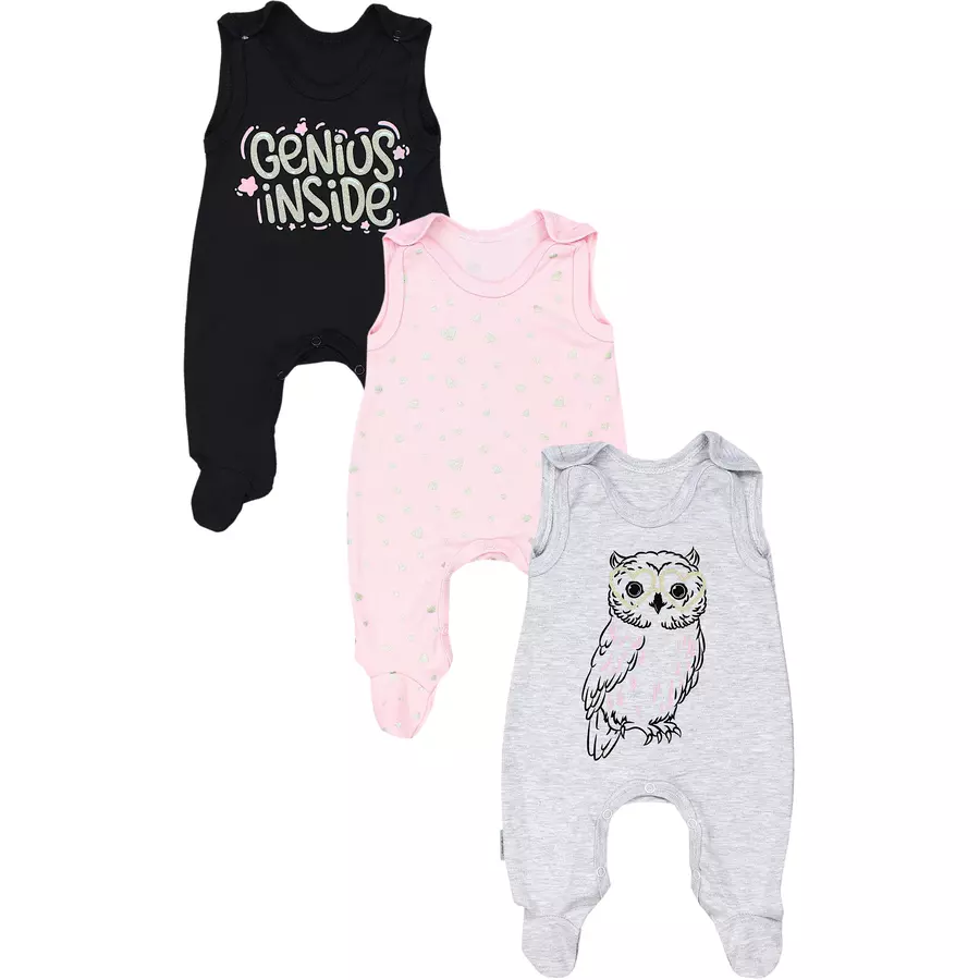 TupTam Baby Mädchen Strampler mit Aufdruck Spruch 3er Pack graurosa