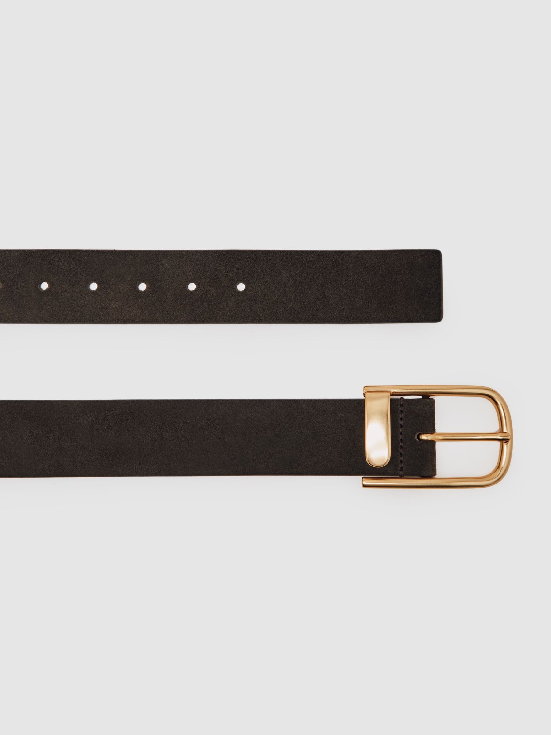 Chocoladebruin - Reiss Iyla leren riem met halve gesp