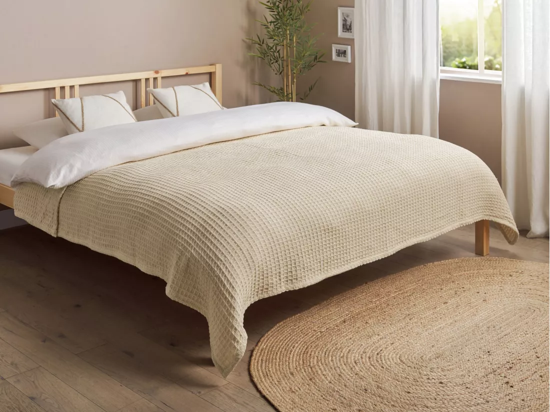 Couvre-lits CHAGYL Coton 200 x 220 cm Beige