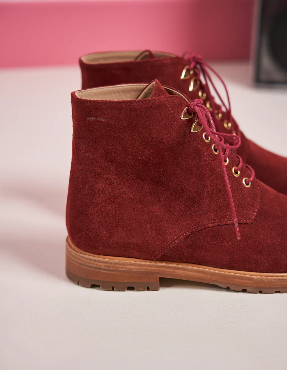 Bottines à lacets Laurène - Suède brique