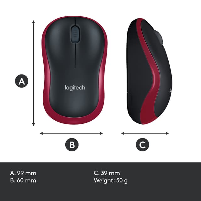 Logitech Trådløs Mus M185 (Rød)
