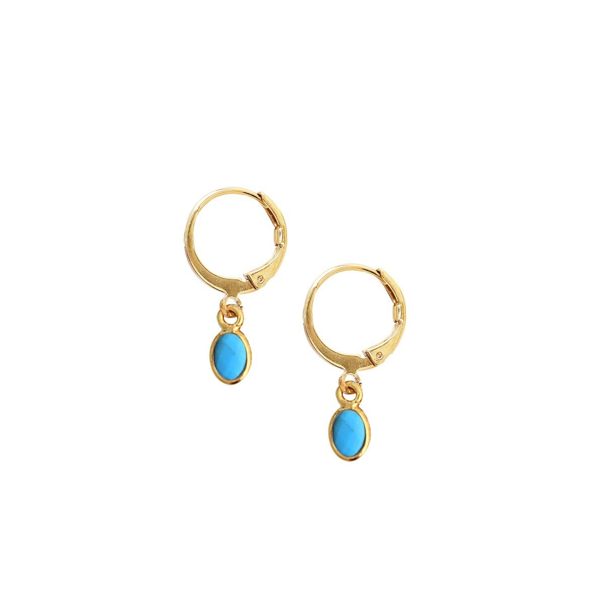 Boucles pierre turquoise dorées à l'or fin 24k GAÏA