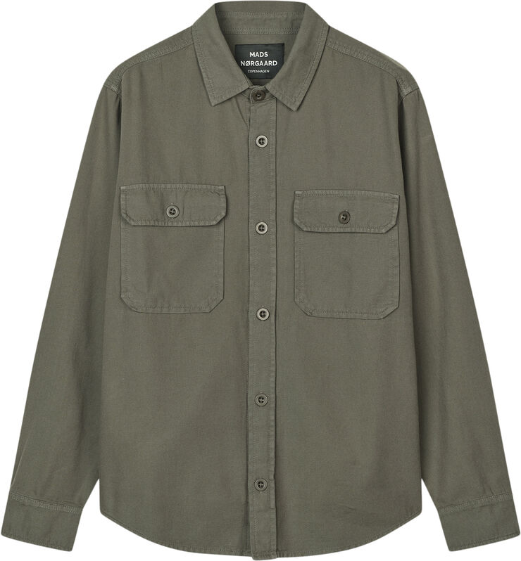 Mads Nørgaard - Copenhagen Dyed Canvas Skyler Shirt Grøn