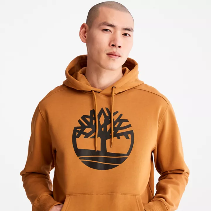 Moletom com capuz Timberland Tree Logo para homens na cor amarelo escuro.