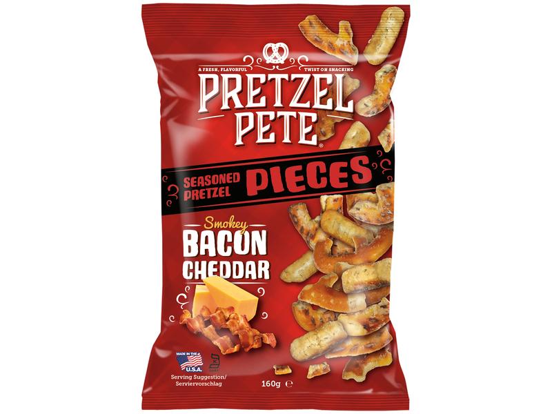 Pretzel Pete Bretzel Pieces Smokey Bacon & Cheddar 160 g Gebrochene Brezelstücke mit Käse-Speck-Geschmack