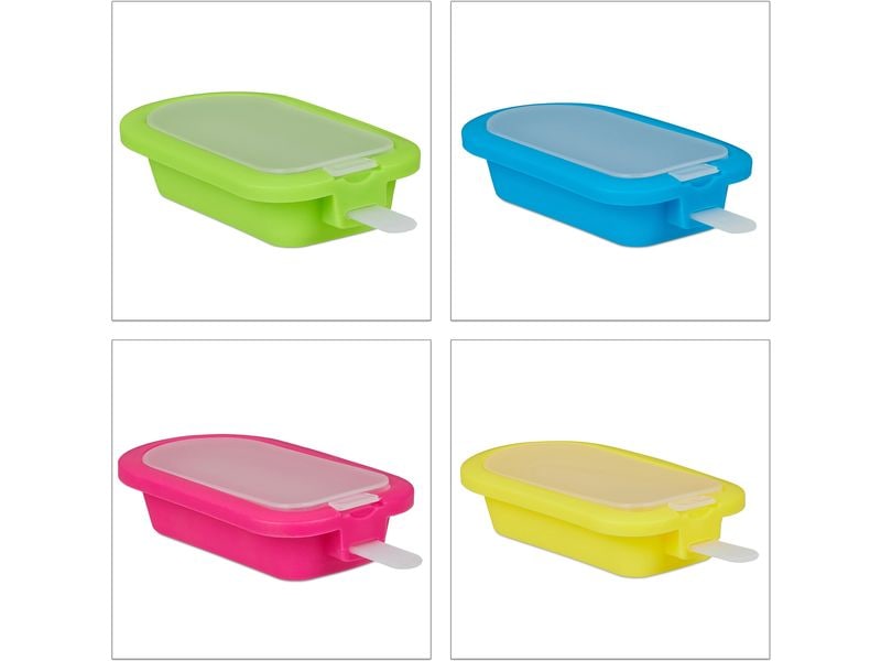 relaxdays Glaceform 8 Stück, Gelb/Grün/Pink Silikoneisformen zum Eis