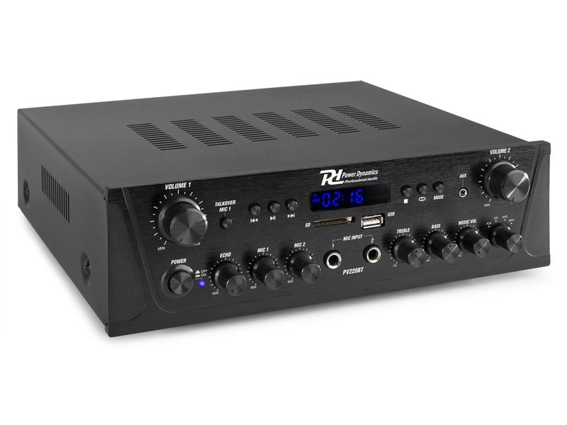 Power Dynamics Verstärker Pro PV220BT 2 Kanal-Verstärker mit Bluetooth, SD, USB und FM Radio