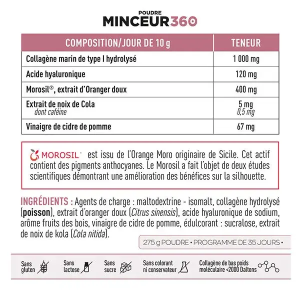 Eafit Slimming 360 Powder - Morosil + Colágeno Marinho + Ácido Hialurônico - Pacote com 3 sachês de 275g