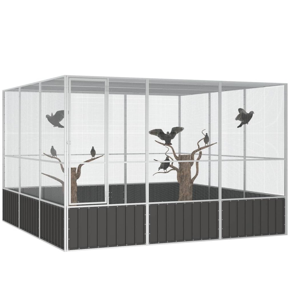 Cage à oiseaux anthracite 302,5x324,5x211,5 cm acier galvanisé