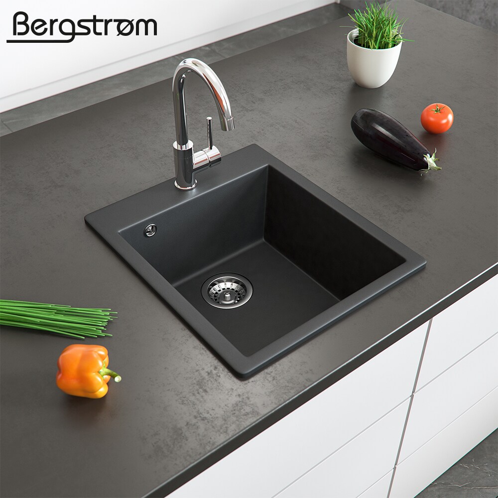 Granit Spüle Küchenspüle Einbauspüle Spülbecken Küche + Siphon Schwarz