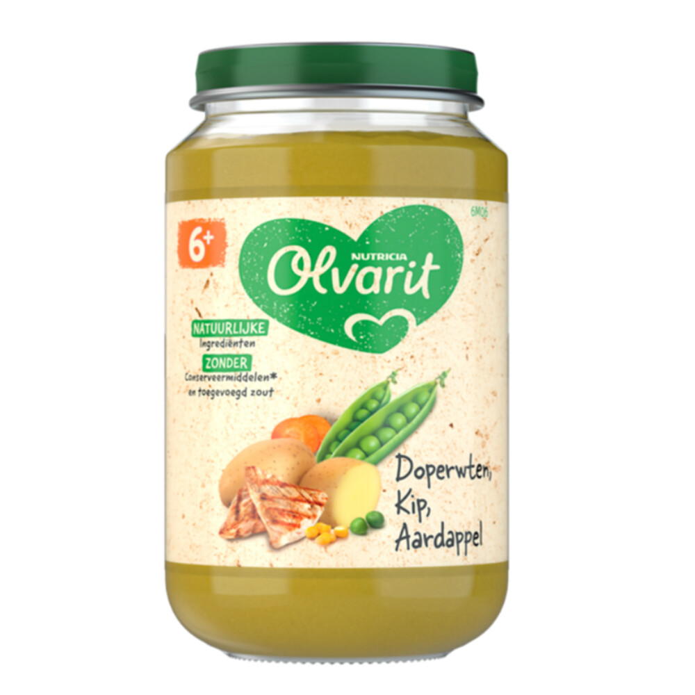 6x Olvarit Maaltijd 6m Doperwten Kip Aardappel200 gr